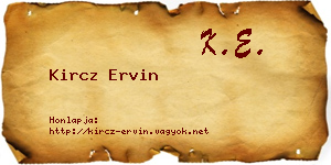 Kircz Ervin névjegykártya